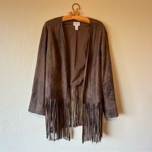 Chicos fringe faux suede cowboy jacket🐄
